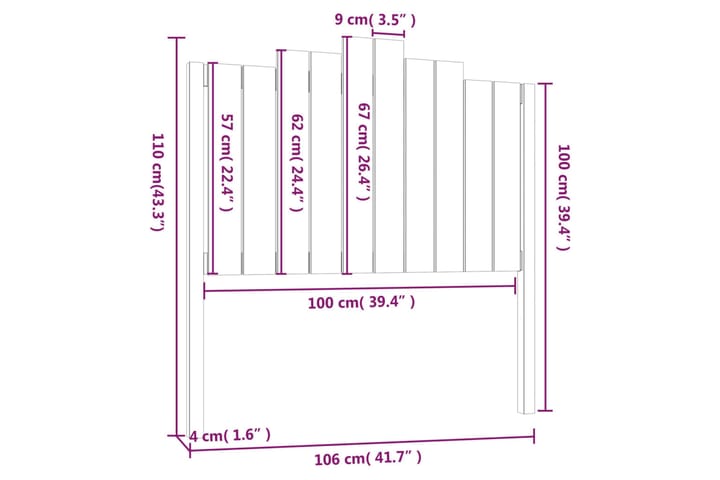 Sängynpääty hunajanruskea 106x4x110 cm täysi mänty - Ruskea - Huonekalut - Sänky - Sängyn lisävarusteet & sängynpäädyt - Sängynpääty