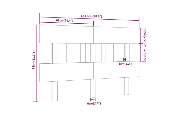 Sängynpääty hunajanruskea 123,5x3x81 cm täysi mänty - Ruskea - Huonekalut - Sänky - Sängyn lisävarusteet & sängynpäädyt - Sängynpääty