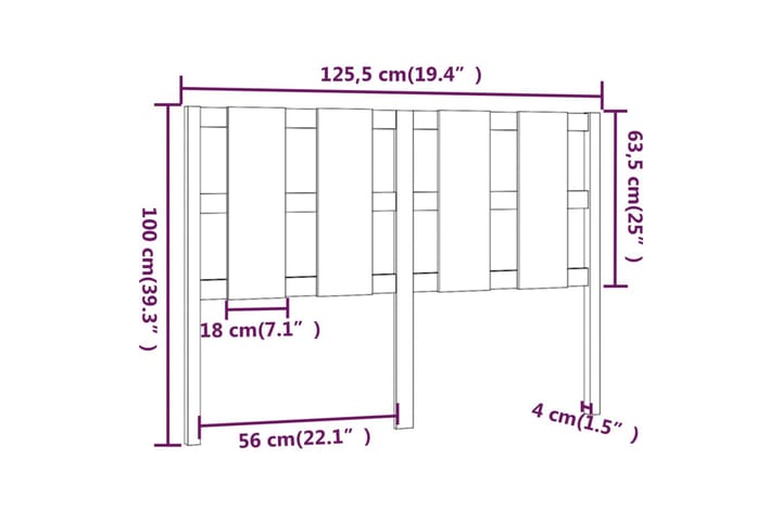 Sängynpääty hunajanruskea 125,5x4x100 cm täysi mänty - Ruskea - Huonekalut - Sänky - Sängyn lisävarusteet & sängynpäädyt - Sängynpääty