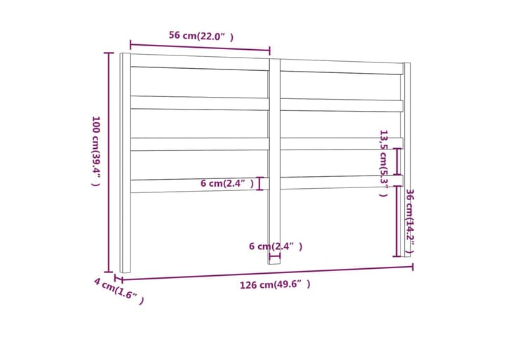 Sängynpääty hunajanruskea 126x4x100 cm täysi mänty - Ruskea - Huonekalut - Sänky - Sängyn lisävarusteet & sängynpäädyt - Sängynpääty