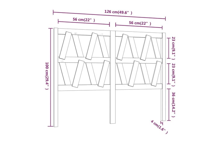 Sängynpääty hunajanruskea 126x4x100 cm täysi mänty - Ruskea - Huonekalut - Sänky - Sängyn lisävarusteet & sängynpäädyt - Sängynpääty