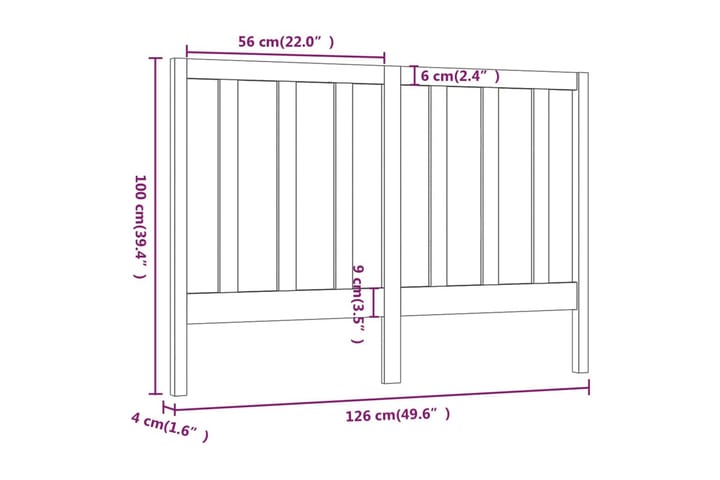 Sängynpääty hunajanruskea 126x4x100 cm täysi mänty - Ruskea - Huonekalut - Sänky - Sängyn lisävarusteet & sängynpäädyt - Sängynpääty