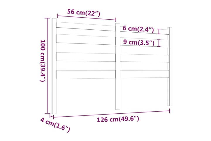 Sängynpääty hunajanruskea 126x4x100 cm täysi mänty - Ruskea - Huonekalut - Sänky - Sängyn lisävarusteet & sängynpäädyt - Sängynpääty