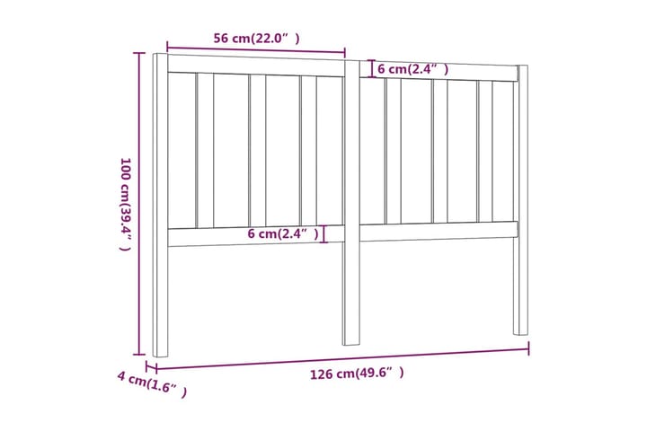 Sängynpääty hunajanruskea 126x4x100 cm täysi mänty - Ruskea - Huonekalut - Sänky - Sängyn lisävarusteet & sängynpäädyt - Sängynpääty