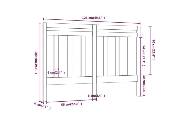 Sängynpääty hunajanruskea 126x4x100 cm täysi mänty - Ruskea - Huonekalut - Sänky - Sängyn lisävarusteet & sängynpäädyt - Sängynpääty