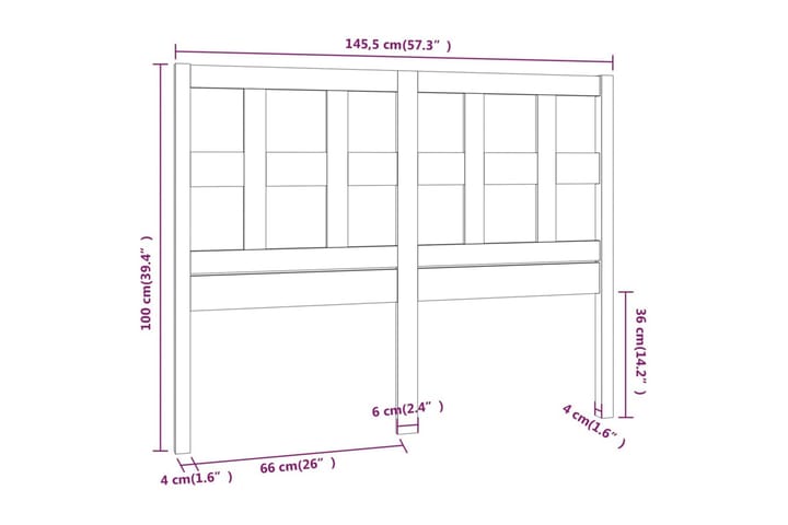 Sängynpääty hunajanruskea 145,5x4x100 cm täysi mänty - Ruskea - Huonekalut - Sänky - Sängyn lisävarusteet & sängynpäädyt - Sängynpääty