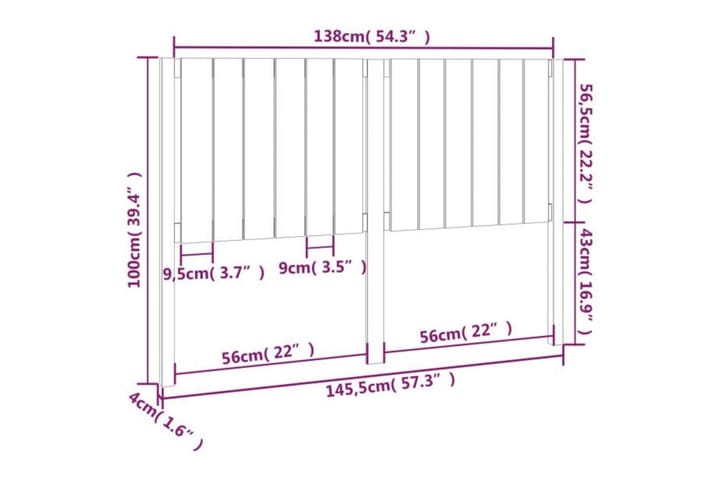 Sängynpääty hunajanruskea 145,5x4x100 cm täysi mänty - Ruskea - Huonekalut - Sänky - Sängyn lisävarusteet & sängynpäädyt - Sängynpääty