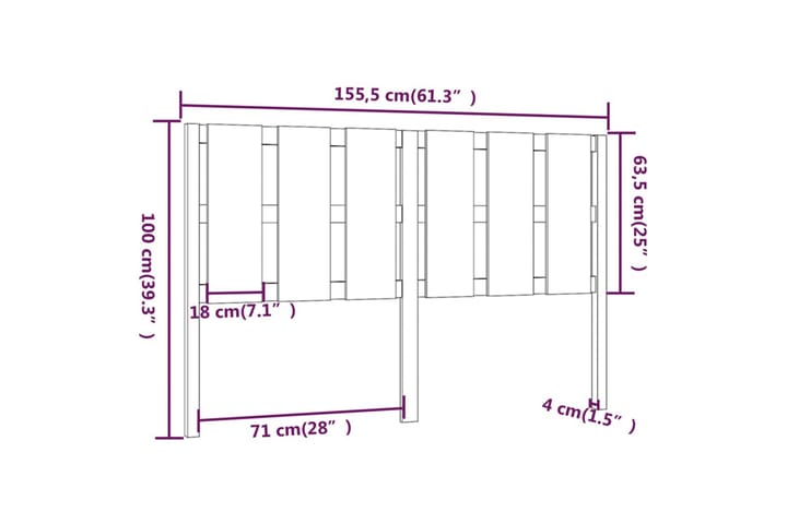 Sängynpääty hunajanruskea 155,5x4x100 cm täysi mänty - Ruskea - Huonekalut - Sänky - Sängyn lisävarusteet & sängynpäädyt - Sängynpääty