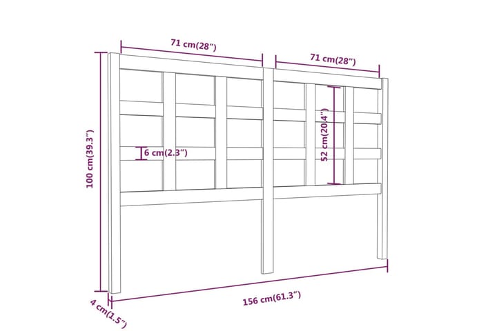 Sängynpääty hunajanruskea 156x4x100 cm täysi mänty - Ruskea - Huonekalut - Sänky - Sängyn lisävarusteet & sängynpäädyt - Sängynpääty