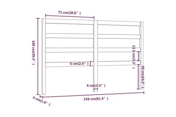 Sängynpääty hunajanruskea 156x4x100 cm täysi mänty - Ruskea - Huonekalut - Sänky - Sängyn lisävarusteet & sängynpäädyt - Sängynpääty