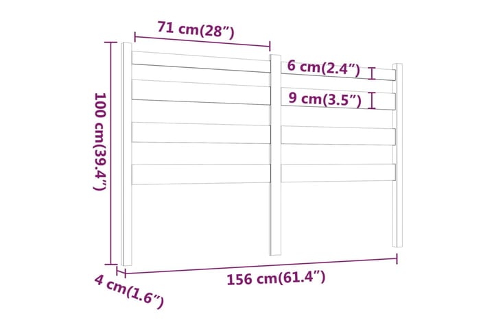 Sängynpääty hunajanruskea 156x4x100 cm täysi mänty - Ruskea - Huonekalut - Sänky - Sängyn lisävarusteet & sängynpäädyt - Sängynpääty