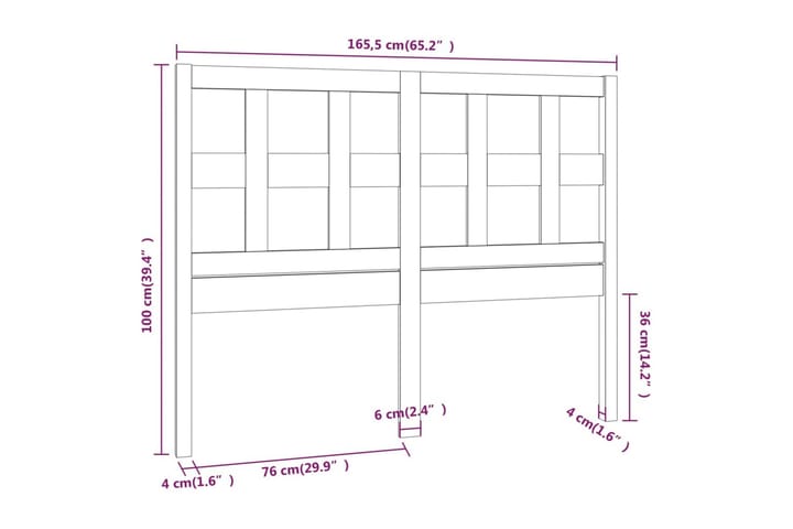 Sängynpääty hunajanruskea 165,5x4x100 cm täysi mänty - Ruskea - Huonekalut - Sänky - Sängyn lisävarusteet & sängynpäädyt - Sängynpääty