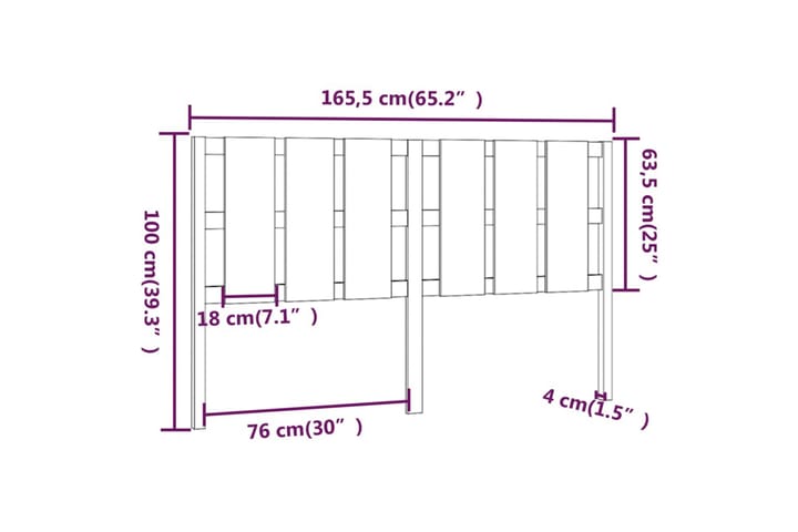 Sängynpääty hunajanruskea 165,5x4x100 cm täysi mänty - Ruskea - Huonekalut - Sänky - Sängyn lisävarusteet & sängynpäädyt - Sängynpääty