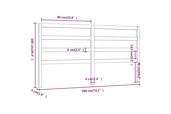 Sängynpääty hunajanruskea 186x4x100 cm täysi mänty - Ruskea - Huonekalut - Sänky - Sängyn lisävarusteet & sängynpäädyt - Sängynpääty