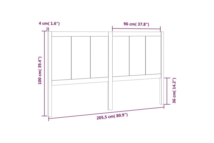 Sängynpääty hunajanruskea 205,5x4x100 cm täysi mänty - Ruskea - Huonekalut - Sänky - Sängyn lisävarusteet & sängynpäädyt - Sängynpääty