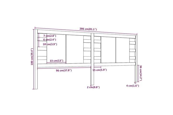 Sängynpääty hunajanruskea 206x4x100 cm täysi mänty - Ruskea - Huonekalut - Sänky - Sängyn lisävarusteet & sängynpäädyt - Sängynpääty