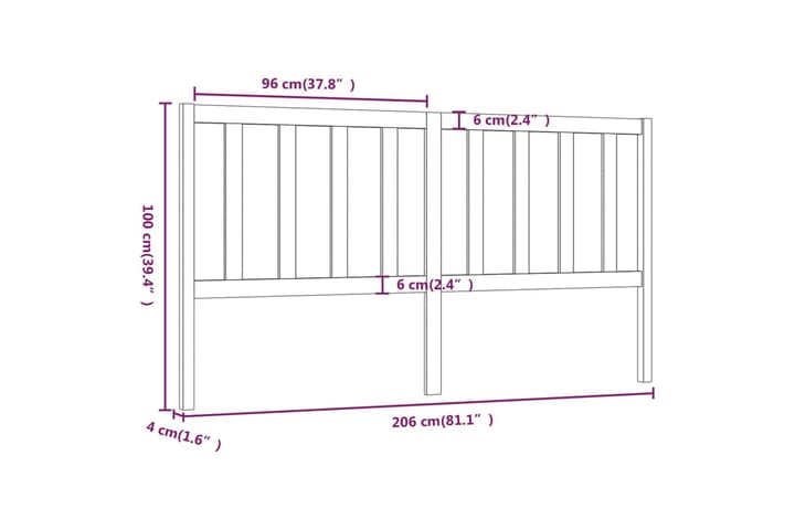 Sängynpääty hunajanruskea 206x4x100 cm täysi mänty - Ruskea - Huonekalut - Sänky - Sängyn lisävarusteet & sängynpäädyt - Sängynpääty