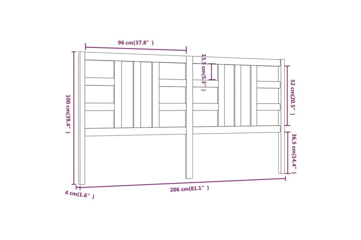 Sängynpääty hunajanruskea 206x4x100 cm täysi mänty - Ruskea - Huonekalut - Sänky - Sängyn lisävarusteet & sängynpäädyt - Sängynpääty