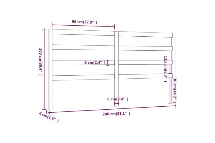 Sängynpääty hunajanruskea 206x4x100 cm täysi mänty - Ruskea - Huonekalut - Sänky - Sängyn lisävarusteet & sängynpäädyt - Sängynpääty