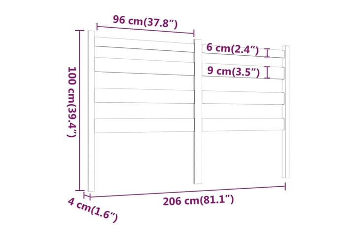 Sängynpääty hunajanruskea 206x4x100 cm täysi mänty - Ruskea - Huonekalut - Sänky - Sängyn lisävarusteet & sängynpäädyt - Sängynpääty