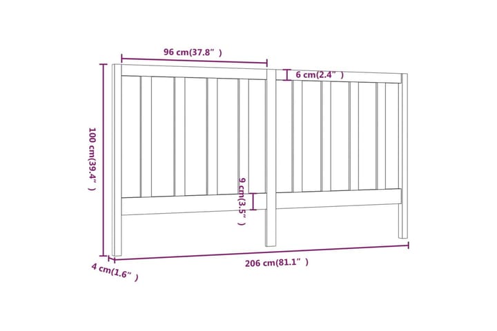 Sängynpääty hunajanruskea 206x4x100 cm täysi mänty - Ruskea - Huonekalut - Sänky - Sängyn lisävarusteet & sängynpäädyt - Sängynpääty