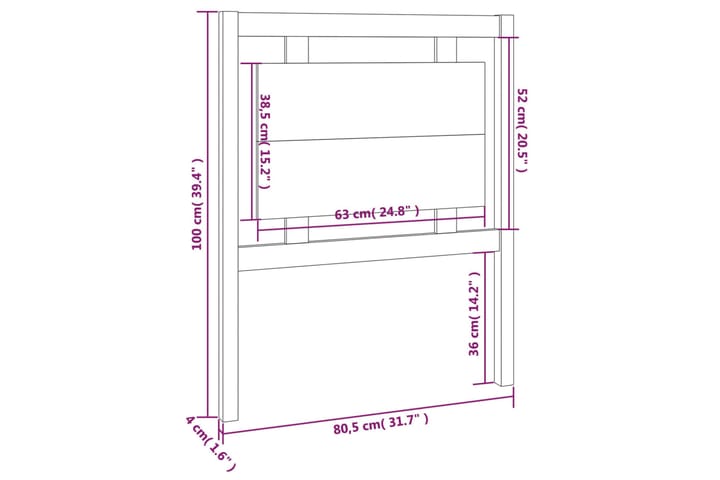 Sängynpääty hunajanruskea 80,5x4x100 cm täysi mänty - Ruskea - Huonekalut - Sänky - Sängyn lisävarusteet & sängynpäädyt - Sängynpääty