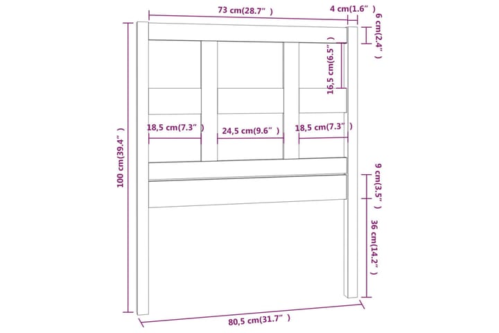 Sängynpääty hunajanruskea 80,5x4x100 cm täysi mänty - Ruskea - Huonekalut - Sänky - Sängyn lisävarusteet & sängynpäädyt - Sängynpääty