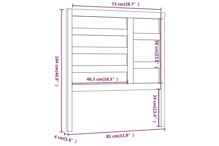 Sängynpääty hunajanruskea 81x4x104 cm täysi mänty - Ruskea - Huonekalut - Sänky - Sängyn lisävarusteet & sängynpäädyt - Sängynpääty