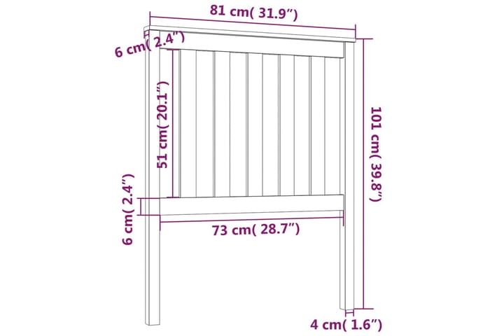 Sängynpääty hunajanruskea 81x6x101 cm täysi mänty - Ruskea - Huonekalut - Sänky - Sängyn lisävarusteet & sängynpäädyt - Sängynpääty