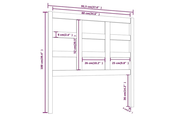 Sängynpääty hunajanruskea 95,5x4x100 cm täysi mänty - Ruskea - Huonekalut - Sänky - Sängyn lisävarusteet & sängynpäädyt - Sängynpääty