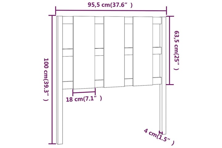 Sängynpääty hunajanruskea 95,5x4x100 cm täysi mänty - Ruskea - Huonekalut - Sänky - Sängyn lisävarusteet & sängynpäädyt - Sängynpääty