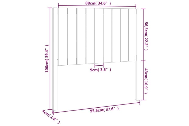 Sängynpääty hunajanruskea 95,5x4x100 cm täysi mänty - Ruskea - Huonekalut - Sänky - Sängyn lisävarusteet & sängynpäädyt - Sängynpääty