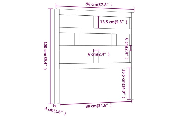 Sängynpääty hunajanruskea 96x4x100 cm täysi mänty - Ruskea - Huonekalut - Sänky - Sängyn lisävarusteet & sängynpäädyt - Sängynpääty