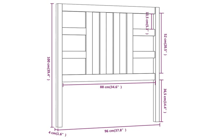 Sängynpääty hunajanruskea 96x4x100 cm täysi mänty - Ruskea - Huonekalut - Sänky - Sängyn lisävarusteet & sängynpäädyt - Sängynpääty