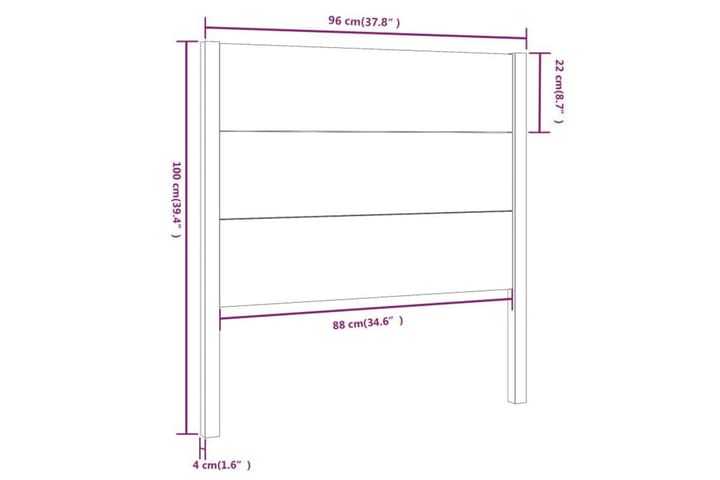 Sängynpääty hunajanruskea 96x4x100 cm täysi mänty - Ruskea - Huonekalut - Sänky - Sängyn lisävarusteet & sängynpäädyt - Sängynpääty