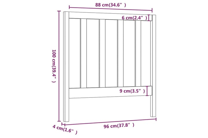 Sängynpääty hunajanruskea 96x4x100 cm täysi mänty - Ruskea - Huonekalut - Sänky - Sängyn lisävarusteet & sängynpäädyt - Sängynpääty