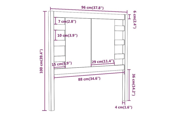 Sängynpääty hunajanruskea 96x4x100 cm täysi mänty - Ruskea - Huonekalut - Sänky - Sängyn lisävarusteet & sängynpäädyt - Sängynpääty