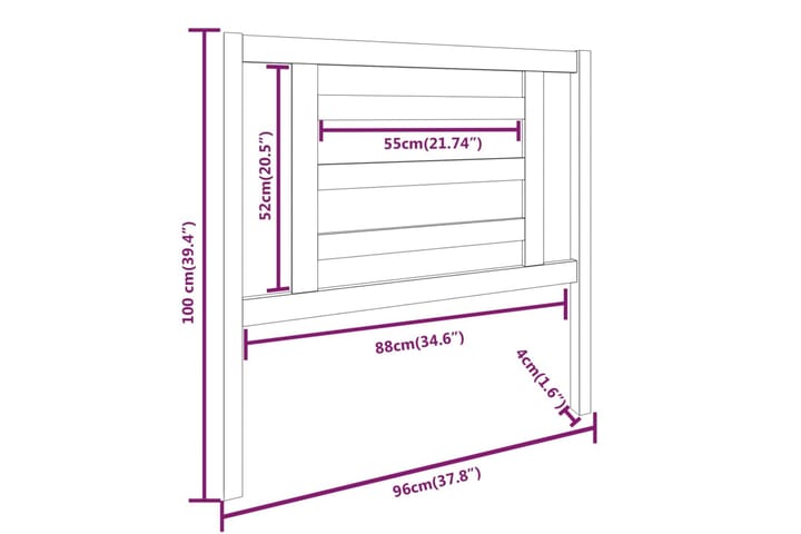 Sängynpääty hunajanruskea 96x4x100 cm täysi mänty - Ruskea - Huonekalut - Sänky - Sängyn lisävarusteet & sängynpäädyt - Sängynpääty