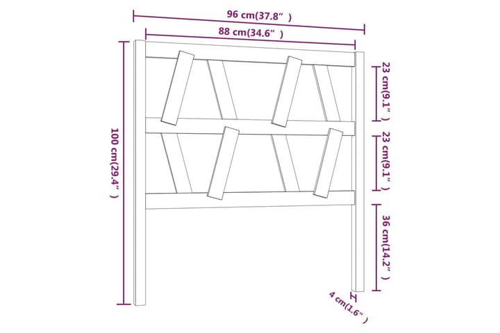 Sängynpääty hunajanruskea 96x4x100 cm täysi mänty - Ruskea - Huonekalut - Sänky - Sängyn lisävarusteet & sängynpäädyt - Sängynpääty