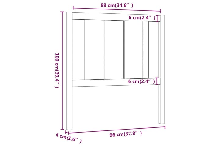 Sängynpääty hunajanruskea 96x4x100 cm täysi mänty - Ruskea - Huonekalut - Sänky - Sängyn lisävarusteet & sängynpäädyt - Sängynpääty