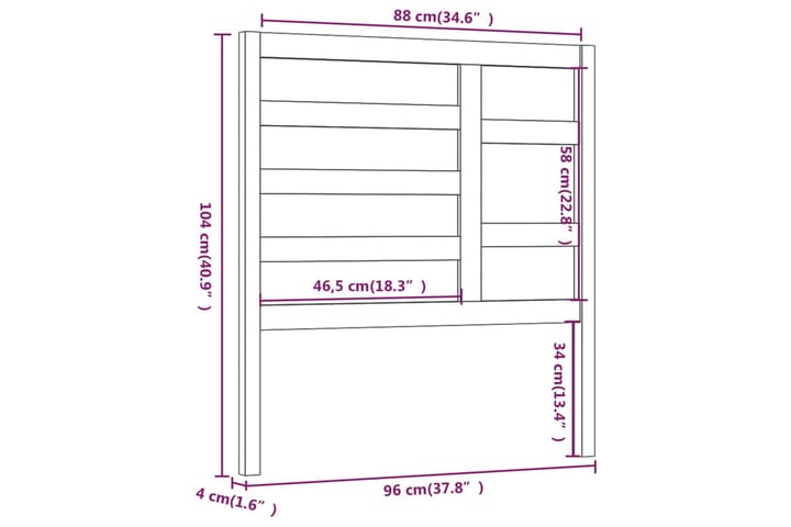 Sängynpääty hunajanruskea 96x4x104 cm täysi mänty - Ruskea - Huonekalut - Sänky - Sängyn lisävarusteet & sängynpäädyt - Sängynpääty