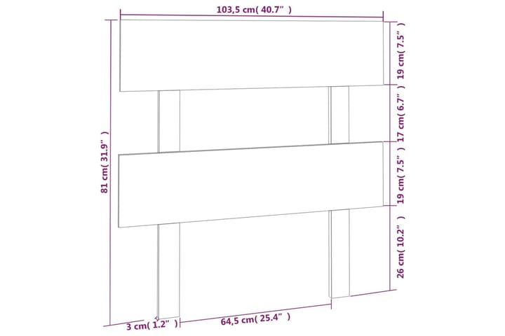 Sängynpääty musta 103,5x3x81 cm täysi mänty - Musta - Huonekalut - Sänky - Sängyn lisävarusteet & sängynpäädyt - Sängynpääty