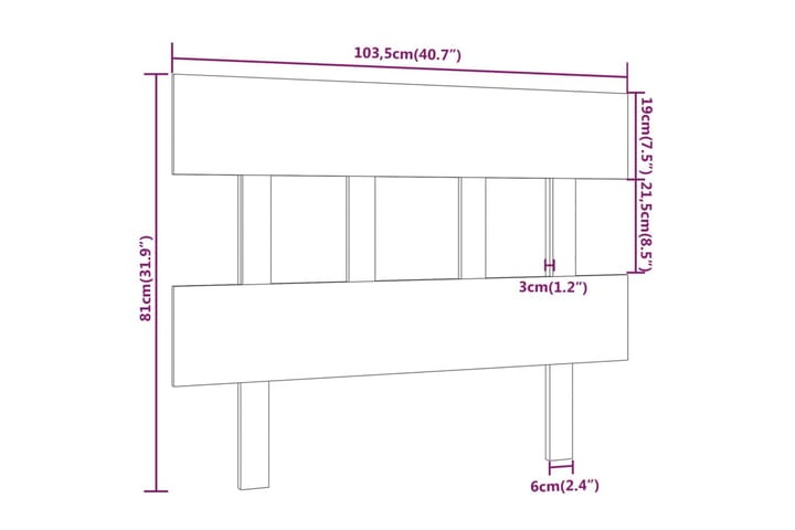 Sängynpääty musta 103,5x3x81 cm täysi mänty - Musta - Huonekalut - Sänky - Sängyn lisävarusteet & sängynpäädyt - Sängynpääty