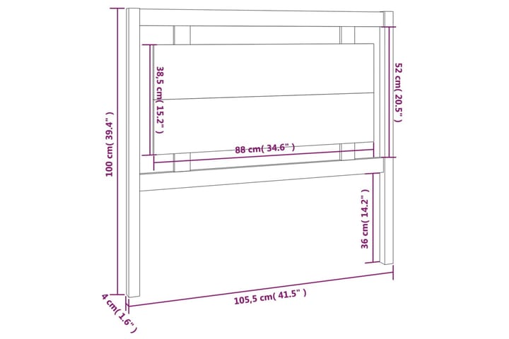 Sängynpä�äty musta 105,5x4x100 cm täysi mänty - Musta - Huonekalut - Sänky - Sängyn lisävarusteet & sängynpäädyt - Sängynpääty