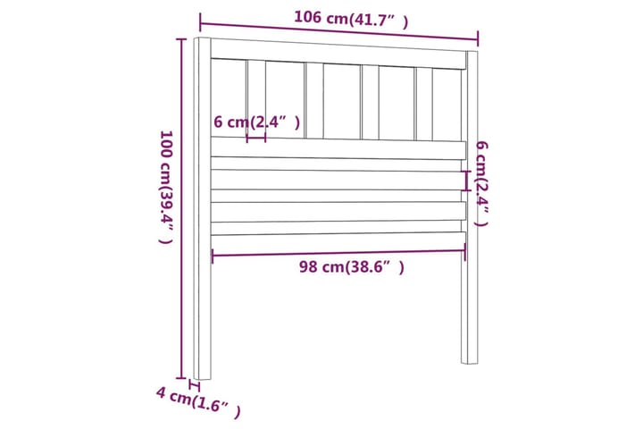 Sängynpääty musta 106x4x100 cm täysi mänty - Musta - Huonekalut - Sänky - Sängyn lisävarusteet & sängynpäädyt - Sängynpääty