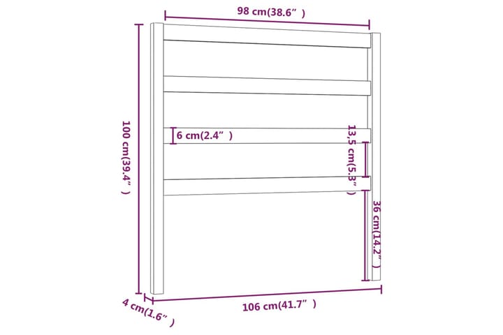 Sängynpääty musta 106x4x100 cm täysi mänty - Musta - Huonekalut - Sänky - Sängyn lisävarusteet & sängynpäädyt - Sängynpääty