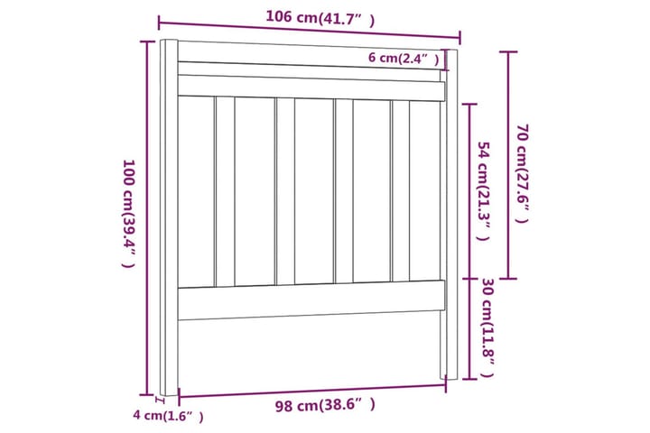 Sängynpääty musta 106x4x100 cm täysi mänty - Musta - Huonekalut - Sänky - Sängyn lisävarusteet & sängynpäädyt - Sängynpääty