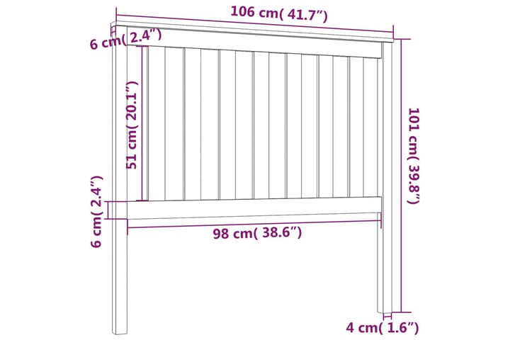 Sängynpääty musta 106x6x101 cm täysi mänty - Musta - Huonekalut - Sänky - Sängyn lisävarusteet & sängynpäädyt - Sängynpääty