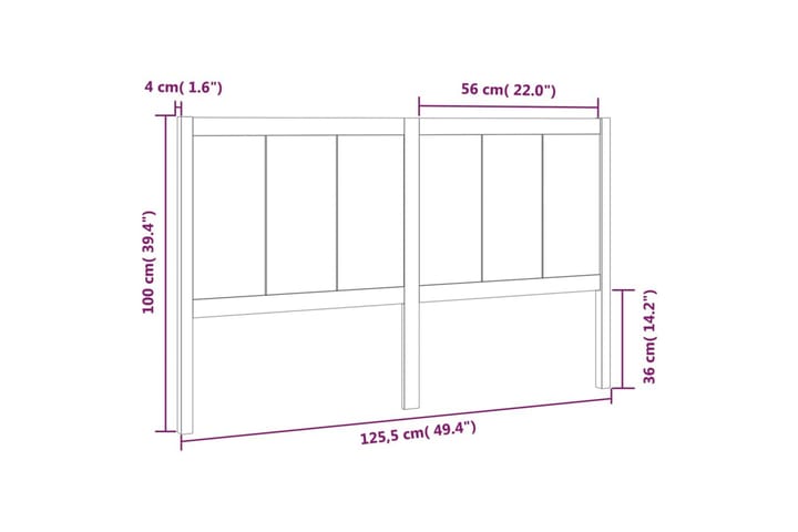 Sängynpääty musta 125,5x4x100 cm täysi mänty - Musta - Huonekalut - Sänky - Sängyn lisävarusteet & sängynpäädyt - Sängynpääty