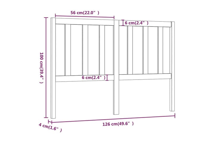 Sängynpääty musta 126x4x100 cm täysi mänty - Musta - Huonekalut - Sänky - Sängyn lisävarusteet & sängynpäädyt - Sängynpääty